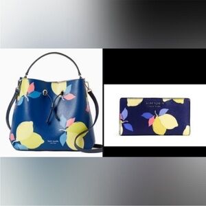 Kate Spade  2 piece set. Eva Bucket Crossbody &  Wallet (Lemon Zest🍋💙)